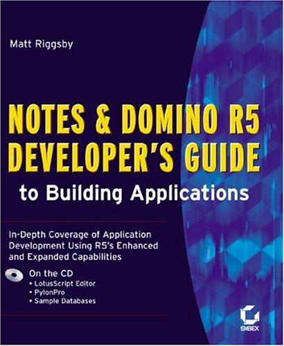 Cover for Notes and Domino R5 Developer's Guide to Building Applications