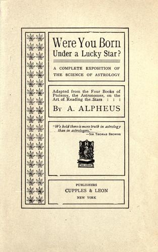 Cover for Were you born under a lucky star?
