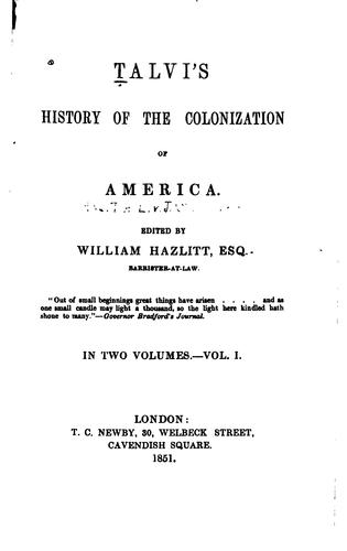 Cover for Talvi's History of the colonization of America.