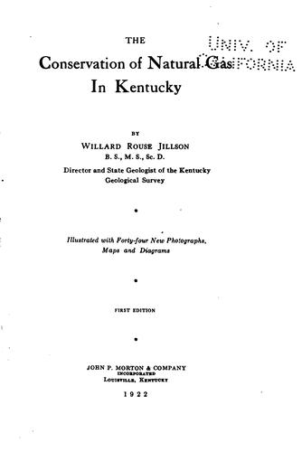 Cover for The conservation of natural gas in Kentucky
