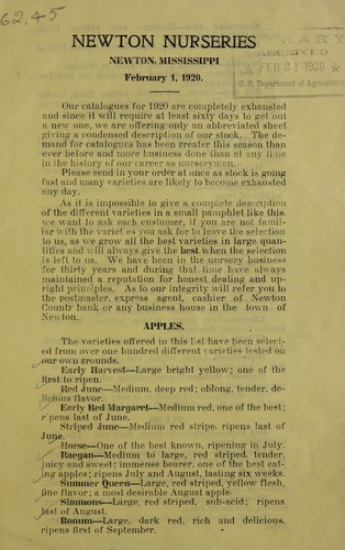 Cover for [Condensed description of nursery stock]