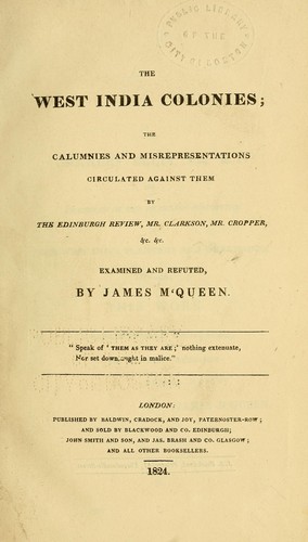 Cover for The West India colonies