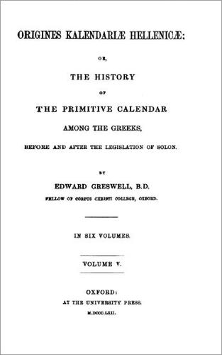 Cover for Origines Kalendariae Hellenicae