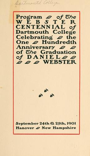 Cover for Program of the Webster centennial of Dartmouth College