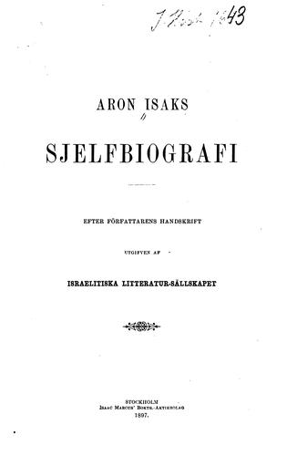 Cover for Aron Isaks sjelfbiografi