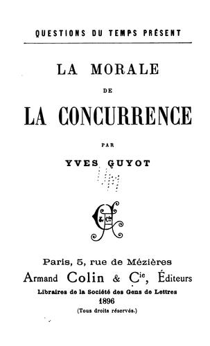Cover for La morale de la concurrence