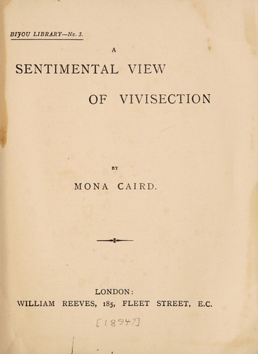Cover for A sentimental view of vivisection