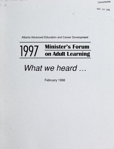 Cover for 1997 Minister's Forum on Adult Learning