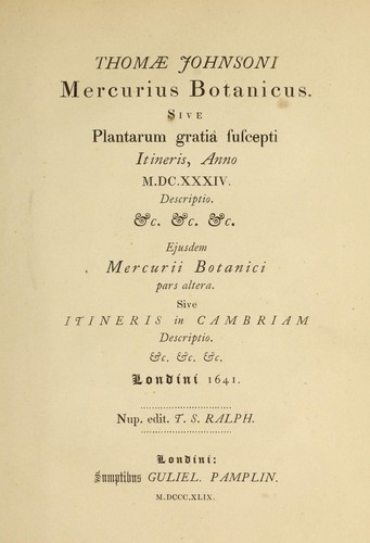 Cover for Mercurii botanici pars altera sive plantarum gratia suscepti itineris in Cambriam sive Walliam descriptio, exhibens reliquarum stirpium nostratium (quae in priore parte non enumerabantur) catalogum