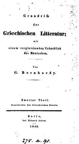 Cover for Grundriss der griechischen Litteratur
