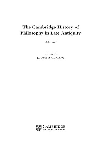 Cover for The Cambridge History of Philosophy in Late Antiquity
