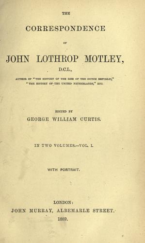 Cover for correspondence of John Lothrop Motley