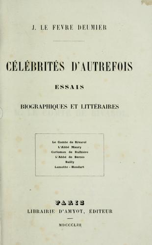 Cover for Célébrités d'autrefois