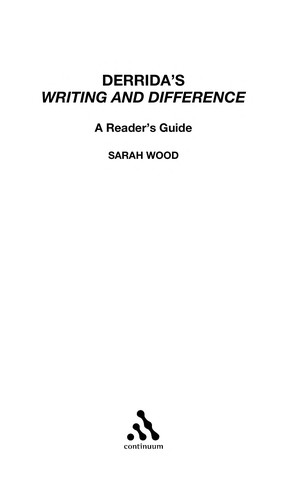 Cover for Derrida's Writing and difference