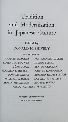 Cover for Tradition and Modernization in Japanese Culture