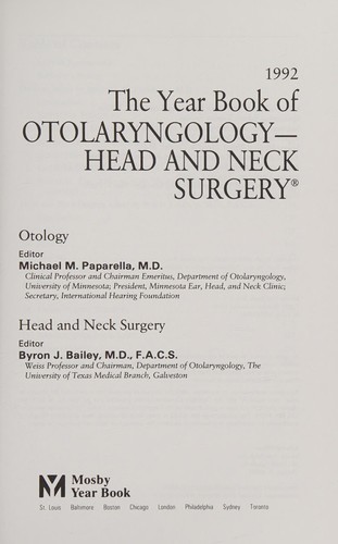 Cover for Otolaryngology - Head And Neck Surgery (Year Book of Otolaryngology - Head & Neck Surgery)
