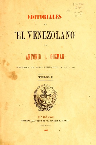 Cover for Editoriales de "El Venezolano"
