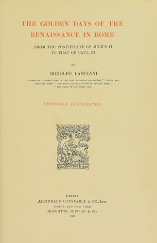 Cover for The golden days of the renaissance in Rome