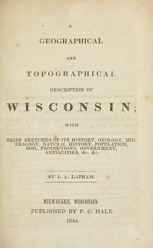 Cover for A geographical and topographical description of Wisconsin