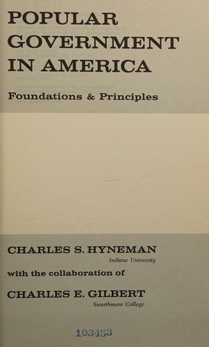Cover for Popular government in America