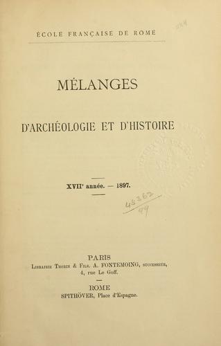 Cover for Mélanges d'archéologie et d'histoire.