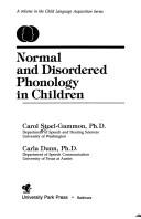 Cover for Normal and disordered phonology in children