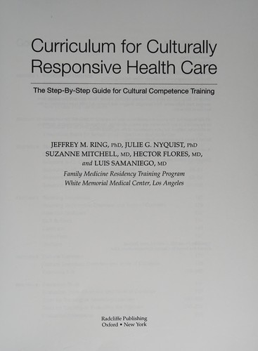 Cover for Curriculum for Culturally Responsive Health Care