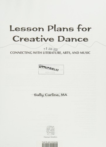 Cover for Lesson plans for creative dance