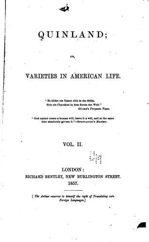 Cover for Quinland, Or, Varieties in American Life