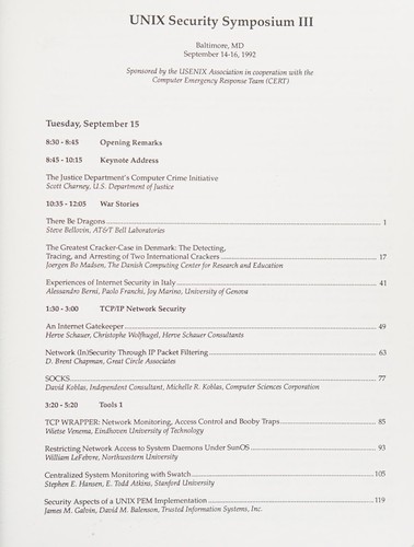Cover for UNIX Security Symposium III