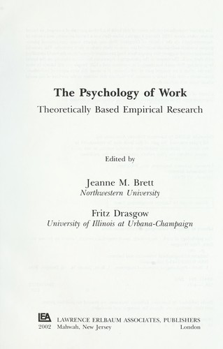 Cover for The psychology of work
