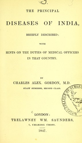 Cover for The principal diseases of India, briefly described