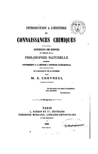 Cover for Histoire des connaissances chimiques