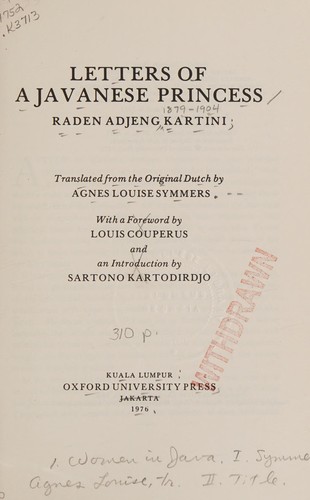 Cover for Letters of a Javanese princess