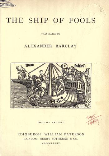 Cover for The ship of fools.