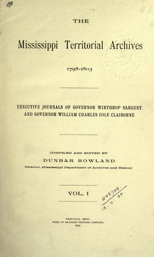 Cover for The Mississippi territorial archives.