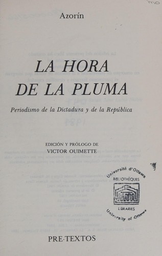 Cover for La hora de la pluma